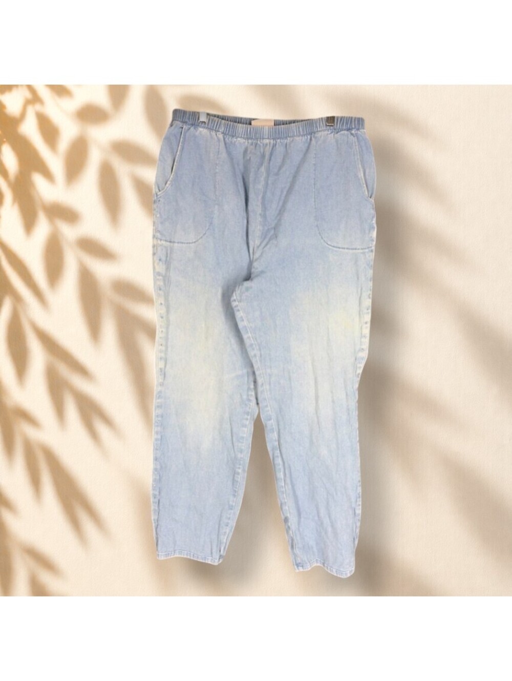 Quacker Factory Jeans Women XL Blue High Rise Denim Light Wash Straight Stretch
